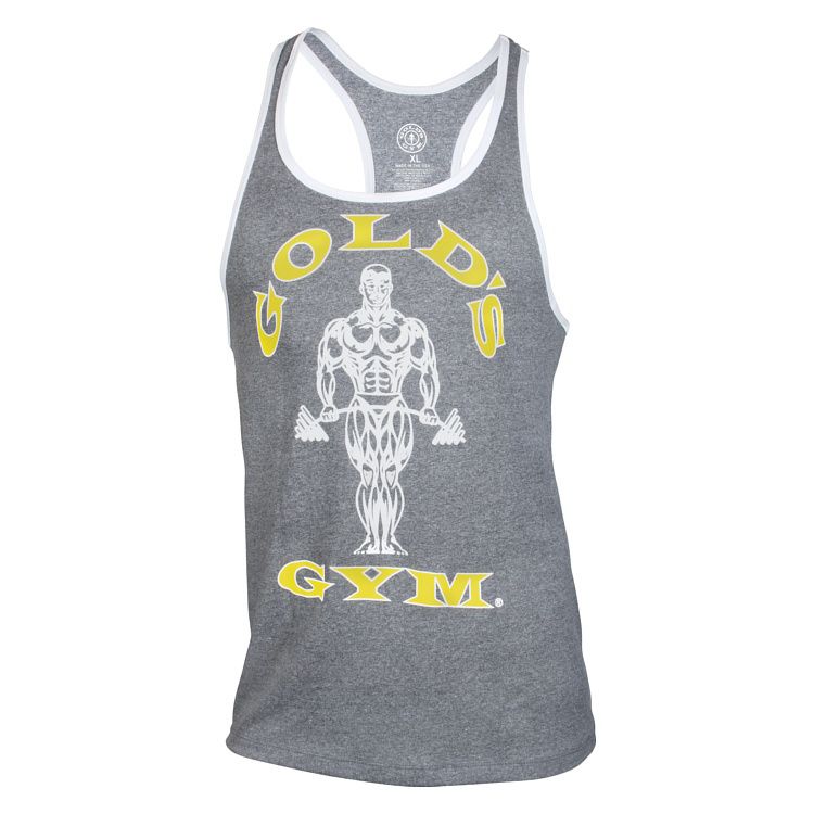 Golds Gym Muscle Joe Contrast Stringer Tank - Marl White