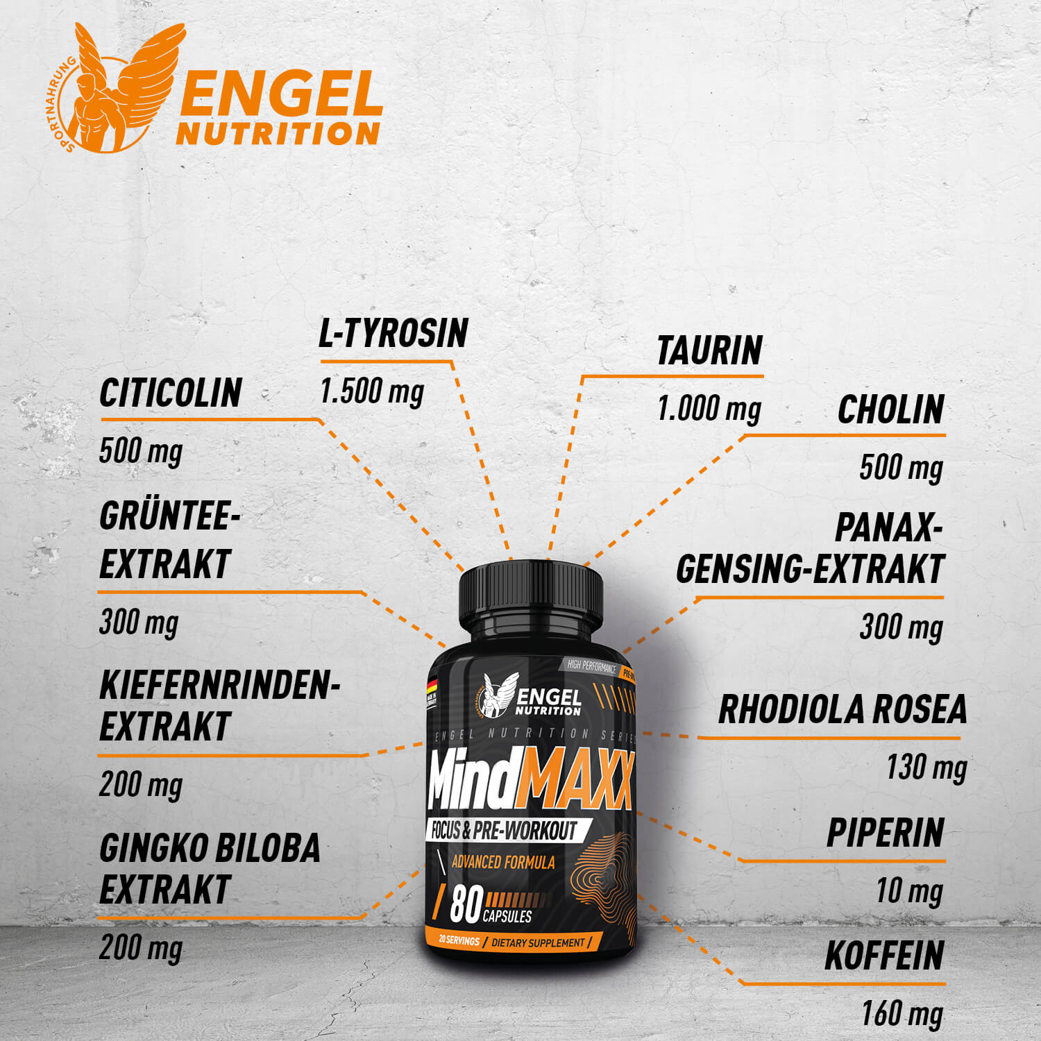 Engel Nutrition MindMAXX® Focus- & Pre-Workout - 80 Kapseln