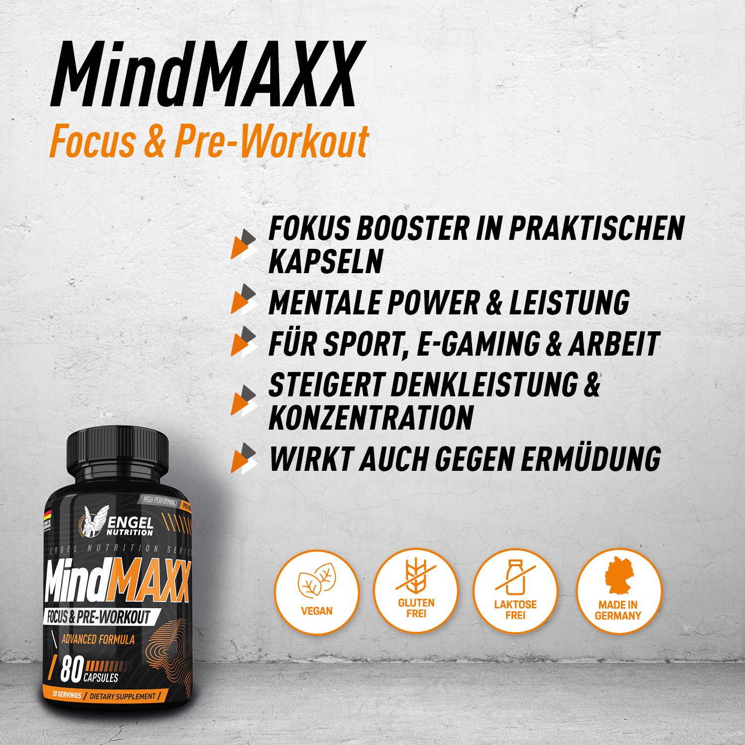 Engel Nutrition MindMAXX® Focus- & Pre-Workout - 80 Kapseln