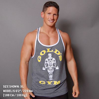 Golds Gym Muscle Joe Contrast Stringer Tank - Marl White