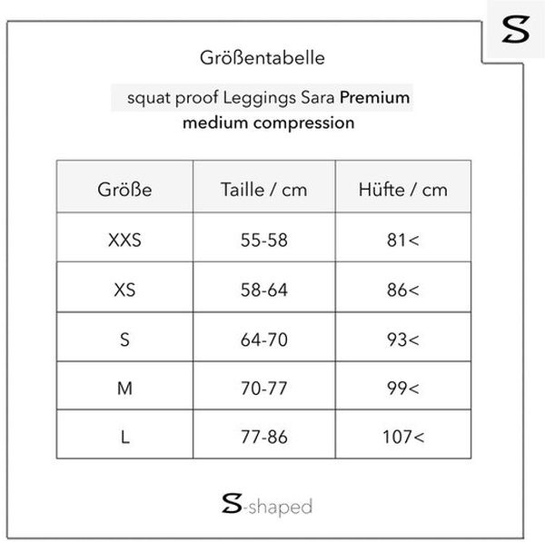S-shaped Leggings SARA Premium Medium Compression - Olive