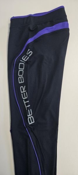 Better Bodies Fitness Long Tights - Black / Purple - L - Restposten