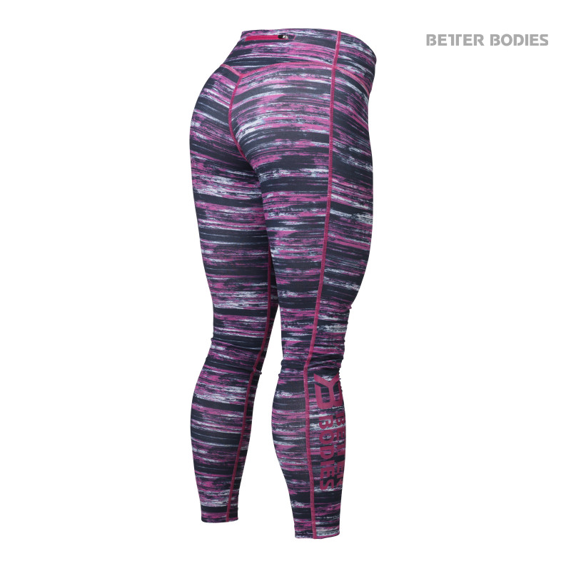 Better Bodies Printed Tights - Black Pink