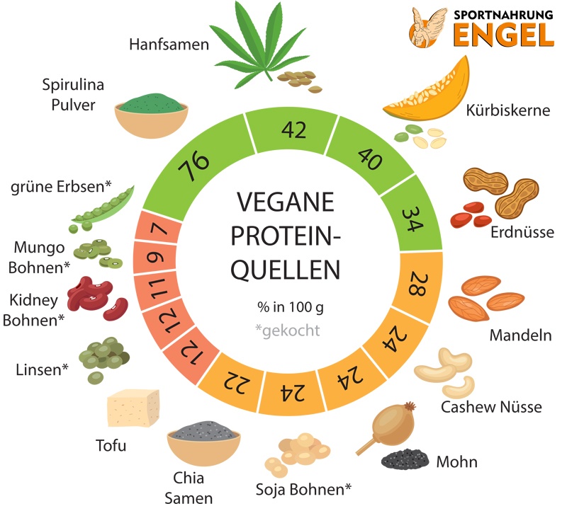 Proteingehalt veganer Proteinquellen Proteingehalt veganer Proteinquellen