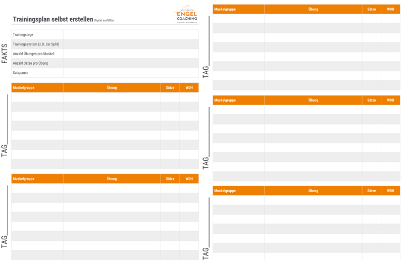 PDF Vorlage Trainingsplan Erstellung PDF Blanko Vorlage zum erstellen eines Trainingsplans