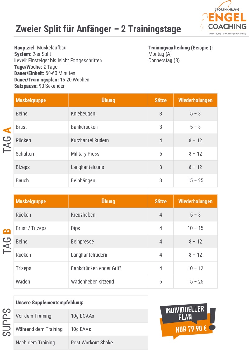 Zwei Trainingstage zweier Ganzk&ouml;rper Split