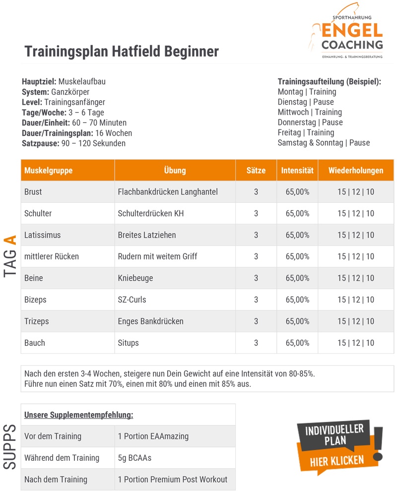 Beginner Trainingsplan Hatfield Trainingsplan nach dem Hatfield System für Beginner